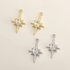 Star-shaped 14k gold-plated zircon pendants for DIY jewelry making in gold and silver