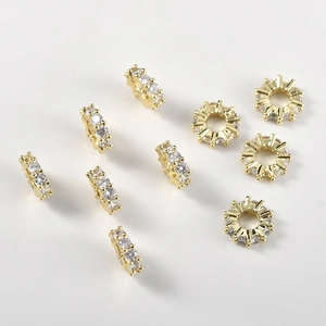 Intercalaires dorés 14k sertis de zirconiums pour création de bijoux artisanaux