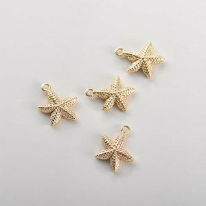 18k goud vergulde zeester hangers met reliëf textuur voor DIY sieraden maken accessoires