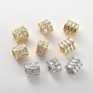 Perle Distanziatrici a Botte in Rame Galvanizzato Oro Argento Con Zirconia Per Fai Da Te Bracciale Collana Creazione Di Gioielli