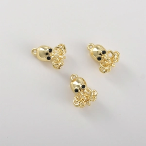 Détails de breloques poulpe en plaqué or 14 carats avec zircons noirs pour bijoux artisanaux