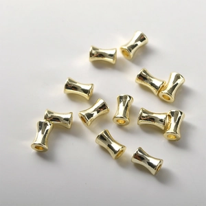 Perles d'espacement en bambou plaqué or 14 carats pour création de bijoux DIY