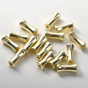 Perles d'espacement en bambou plaqué or 14 carats pour création de bijoux et bracelets