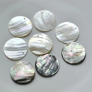 Natural round shell pendants with pearl luster and pre-drilled holes for DIY jewelry making