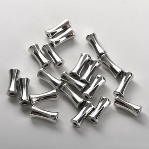 Perles d'espacement argentées poli style bambou pour la création de bijoux DIY
