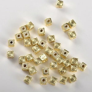 14k vergulde vierkante smiley kralen voor handgemaakte DIY sieraden armbanden
