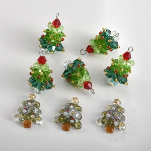 Pendaglio ad Albero di Natale in Vetro Cristallo Tessuto a Mano Toppa in Resina per Creazione Gioielli Fai da Te Decorazione