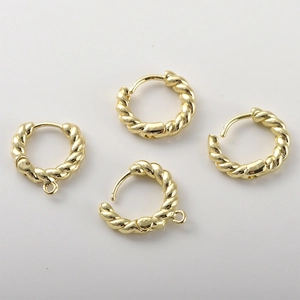 Pendientes de aro trenzados bañados en oro de 14k con bucle para bisutería DIY