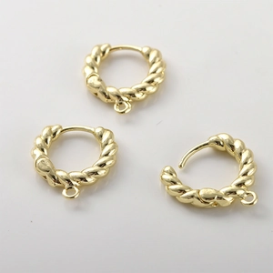 Pendientes de aro trenzados bañados en oro de 14k con lazo para joyería DIY