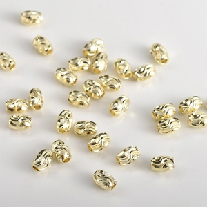 14k gold plated textured cylinder spacer beads for DIY jewelry making and bracelet design