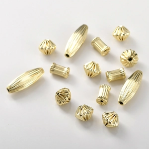 14k gold plated textured metal spacer beads in various shapes for DIY jewelry making