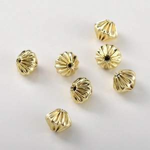 Set of 14k gold-plated pleated olive beads for DIY handmade jewelry crafting