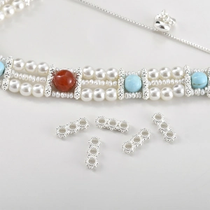 Distanziatori a fiocco di neve placcati oro 18k a 3 fori per bracciali di perle DIY