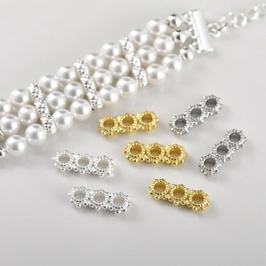 Distanziatori a 3 fori in oro 18k e argento per bracciali di perle fai da te creativi