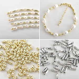 14K Gold Plated Copper Round Tube Spacer Beads For DIY Jewelry Making Bracelet Necklace Accessories Textured Metal Beads