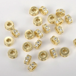 14k vergoldete Abstandsperlen aus Kupfer mit Zirkonia-Besatz für DIY-Schmuckherstellung