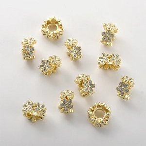 14k gold plated flower spacer beads with zirconia for DIY jewelry making sets