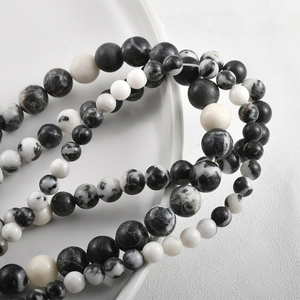 Natural zebra jasper stone round beads in various sizes for DIY jewelry making and crafts