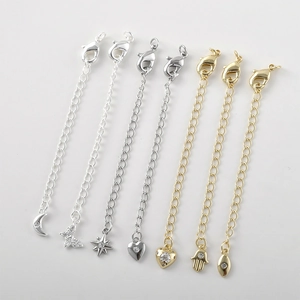 Catena di Estensione in Rame Placcato Oro 14K Con Ciondolo in Zircone e Chiusura a Moschettone per Collane Bracciali Gioielli Fai da Te