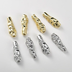 Perline Distanziatrici Lunghe in Rame Placcato Oro 14K per Creazione Gioielli DIY Bracciale Collana Perle in Metallo Martellato Tubo