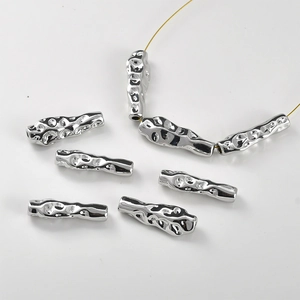 Perline distanziatrici concave con trama lavica placcate argento per gioielli DIY