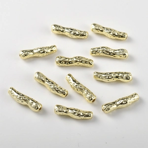 14k gold plated textured tubular bar beads for DIY jewelry making and necklace crafting