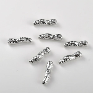 Curved 14k gold plated textured silver spacer tube beads for DIY jewelry making