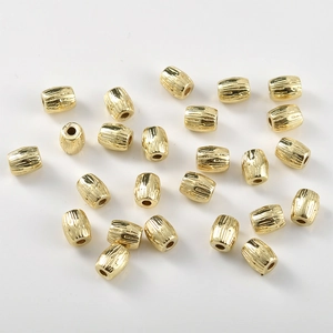 14k gold plated textured cylinder spacer beads for DIY jewelry making and crafts