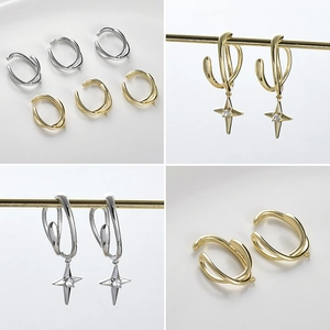 Koper Verguld 14K Goud Zilver Ster Oorklem Met Zirkoon Ster Hanger DIY Handgemaakt Oorbel Accessoire Zilveren Stift