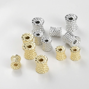 14k gold plated hammered barrel beads for DIY jewelry making in gold and silver