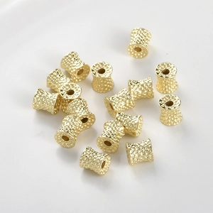 14k gold-plated hammered barrel spacer beads for DIY jewelry making and necklaces
