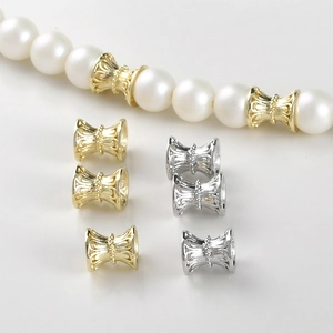 Goldene und silberne 14k Hohlzylinder-Zwischenperlen für DIY-Schmuck und Perlenketten