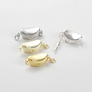 Polished gold and silver semi-circular jewelry clasps for necklace and bracelet making