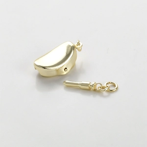 Detailed close-up of 14k gold plated toggle clasp for DIY jewelry making and necklaces