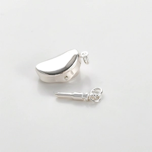 Close-up of polished 14k gold plated jewelry clasps for DIY necklace making