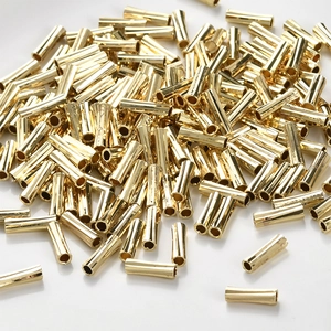 Macro di perline tubolari a righe placcate oro 14k per creazione di gioielli fai-da-te
