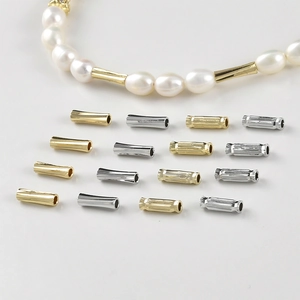 Perline Distanziatrici in Rame Placcato Oro 14K Tubo Lungo a Strisce per Creazione Gioielli Fai da Te Braccialetto Collana