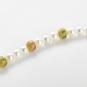 Perles en cuivre plaqué or avec motifs de vagues rouge et vert pour bijoux DIY