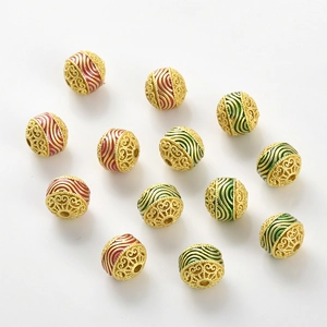 Perles d'espacement dorées à motif vagues en émail pour création de bijoux DIY et artisanat