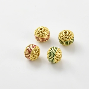 Perles émaillées plaquées or à motifs de vagues pour la création de bijoux DIY colliers