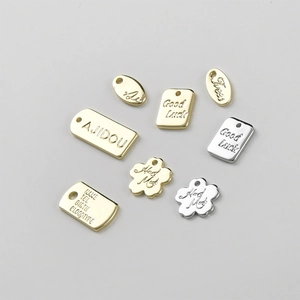 14K Gold Plated Copper Alphabet Flower Heart Shape Metal Pendants For DIY Jewelry Making Findings Engraved Small Tags Charms