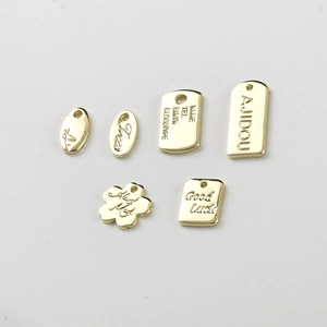 Polished 14k gold plated copper charm pendants set for DIY jewelry accessories
