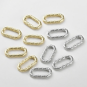 14k goud en zilveren ovale kettingconnectoren met ruitpatroon voor DIY-sieraden maken