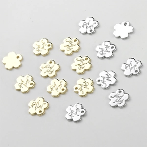 14k gold plated flower pendants with Hand Made engraving for DIY jewelry making