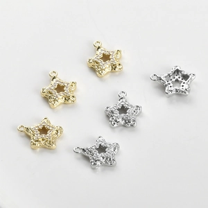 14k gold plated star-shaped pendants with sparkling zircon stones for DIY jewelry