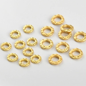 Golden hammered hollow round spacer beads set for DIY handmade jewelry crafts