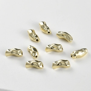 Perles géométriques irrégulières plaquées or 14 carats pour création de bijoux
