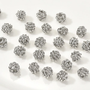 14k gold plated twisted wire hollow round spacer beads for DIY jewelry making accessories
