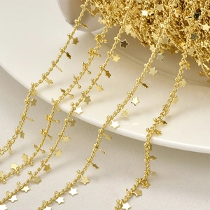 Chaîne à étoiles et perles dorée 14k pour accessoires de création de bijoux DIY
