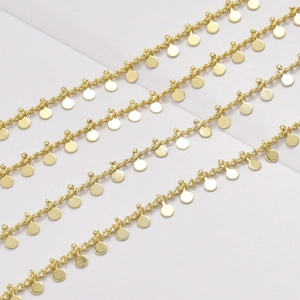 Chaîne torsadée remplie d'or 14 carats avec paillettes rondes pour bijoux DIY et colliers